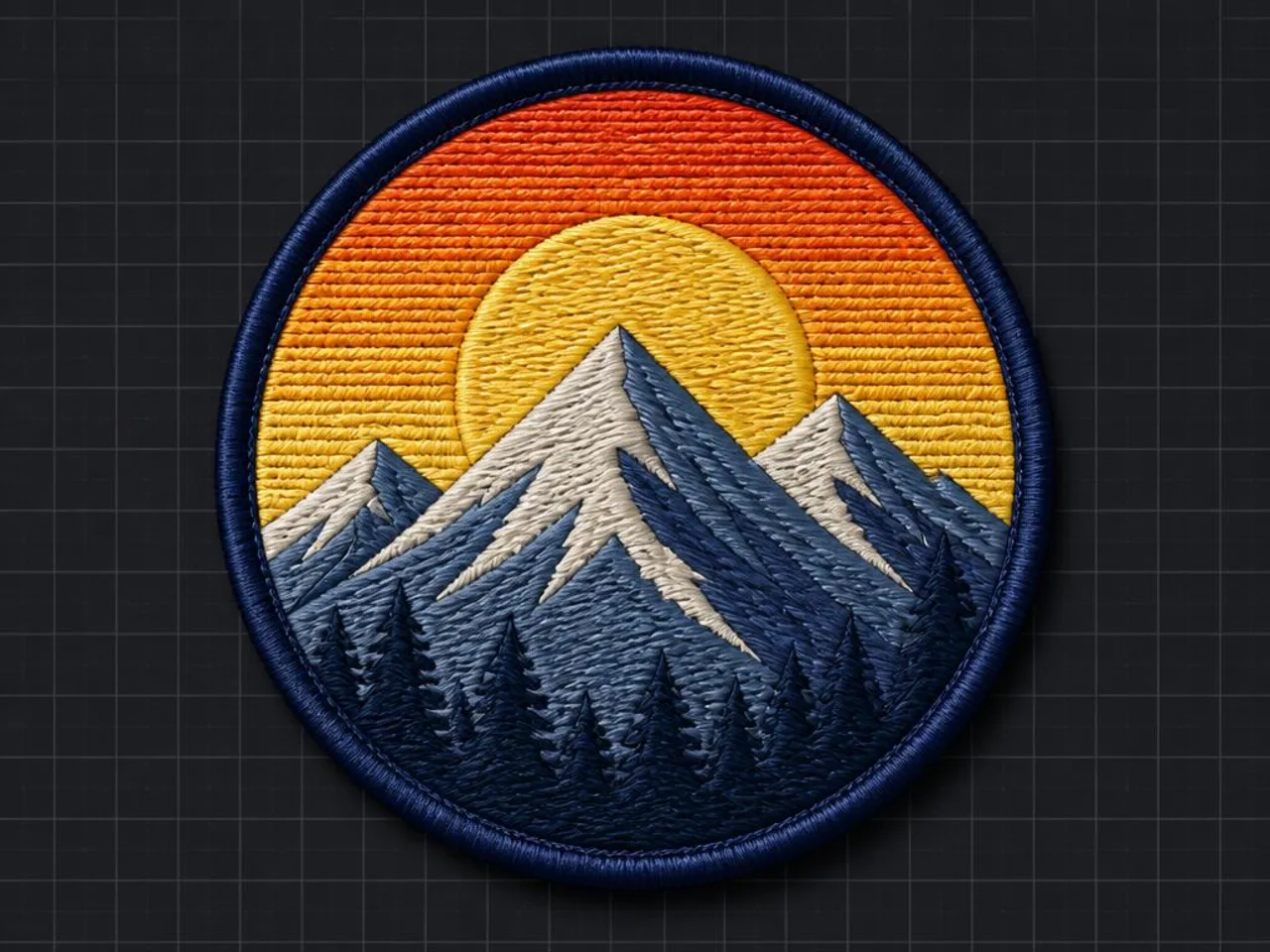 Iron-on patch — Embroidery stitch simulation of the logo