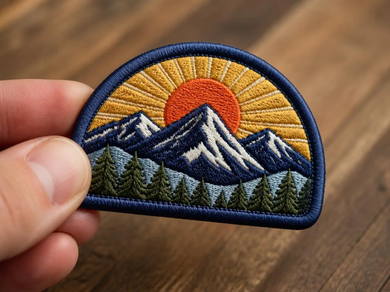 Iron-on patch — Finished embroidered result on fabric